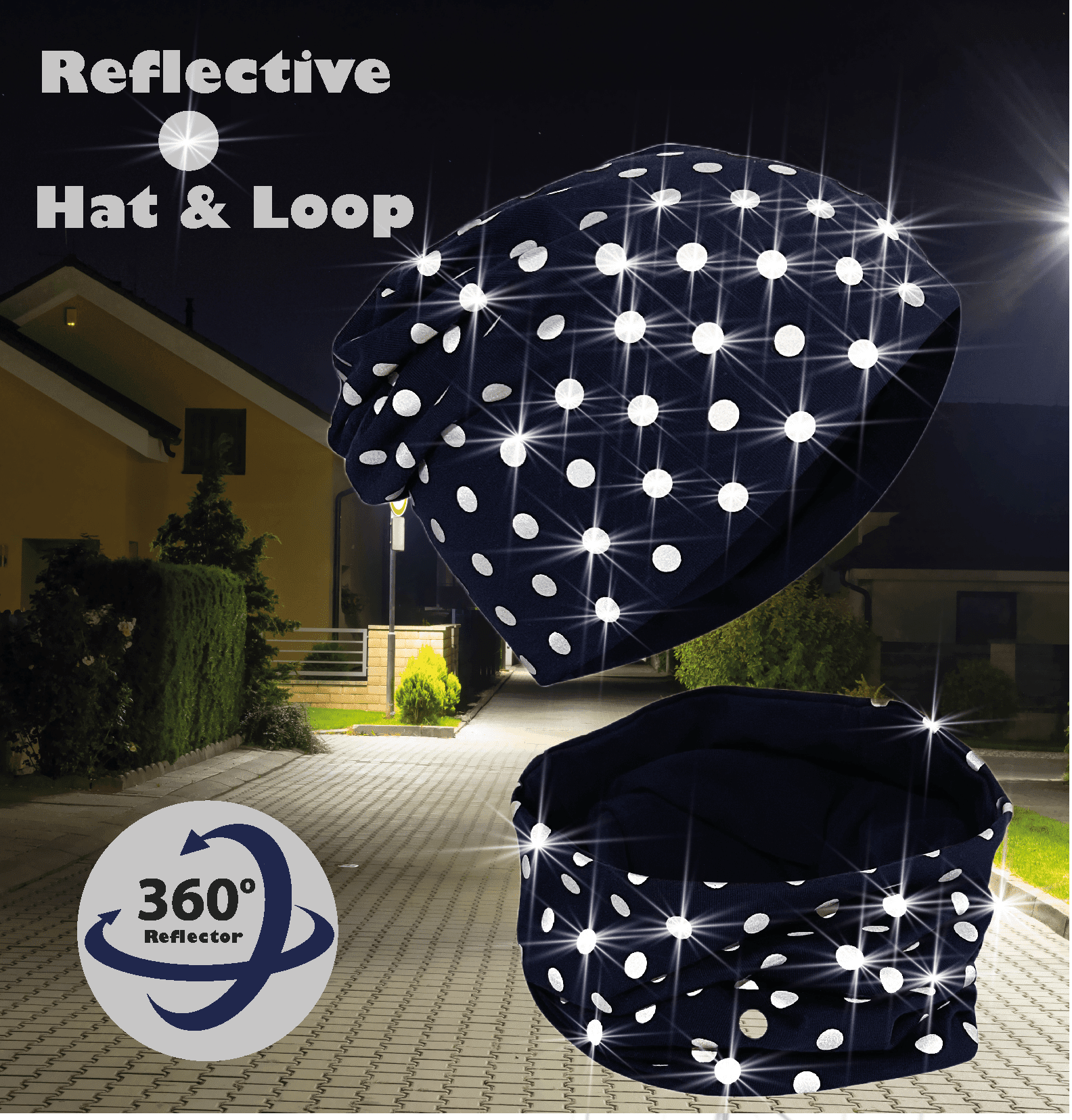 360° Reflektor Kinder Mütze & Loop Schal Set